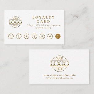 Elegant Simple White and Gold Customer Rewards Loyalty Card