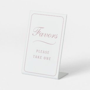 Elegant Simple White Blush Favours Pedestal Sign