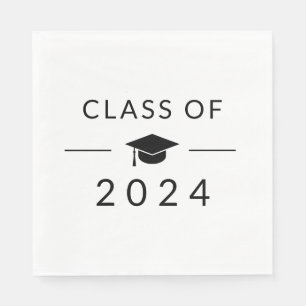 Elegant Simple White Class 2025 Graduation Party Napkin