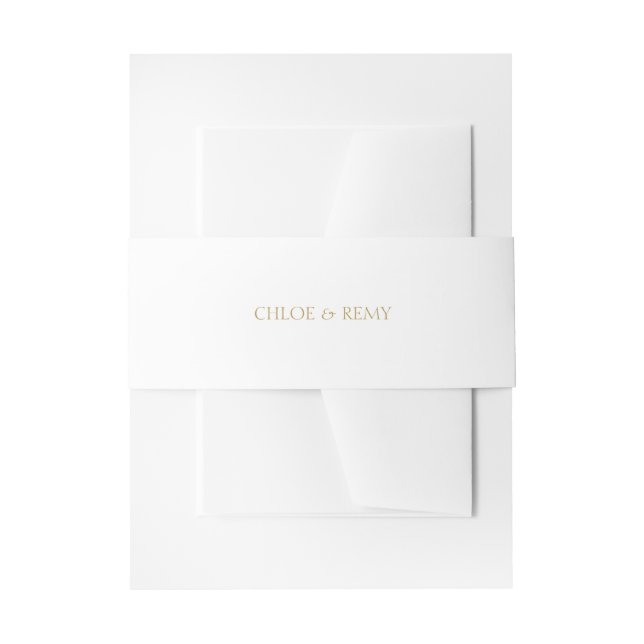 Elegant Simple White Couple Wedding   Invitation Belly Band (Front Example)