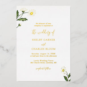 Elegant Simple White Daisy Floral Wedding Gold