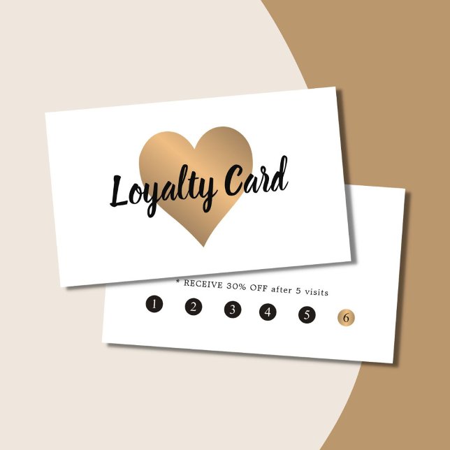 Elegant Simple White FauxGold Heart Beauty Loyalty Card (Creator Uploaded)