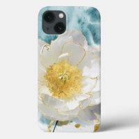 Elegant Simple White Flower Luxury Gold Watercolor