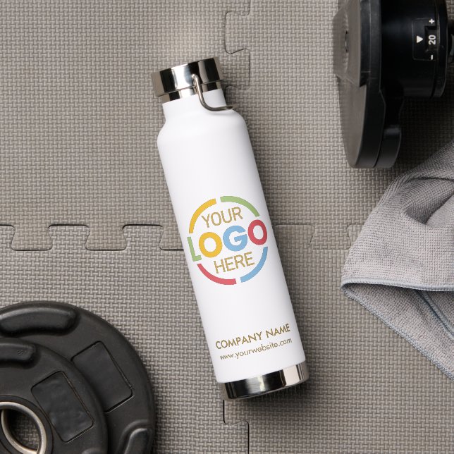 Elegant Simple White Gold Company Business Logo Water Bottle (Gym)
