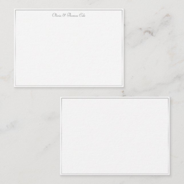Elegant Simple White Gold Frame Wedding Couple Card (Front/Back)