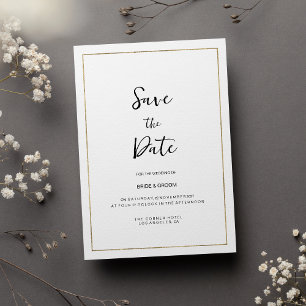 Elegant simple white gold minimalist Save the Date Invitation