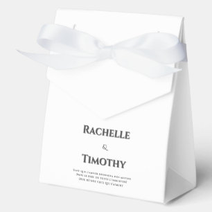 Elegant Simple White Grey Editable Wedding Favour Box