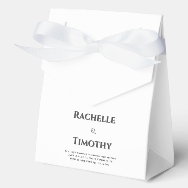 Elegant Simple White Grey Editable Wedding  Favour Box (Front)