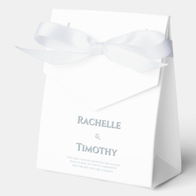Elegant Simple White Grey Editable Wedding  Favour Box (Front)