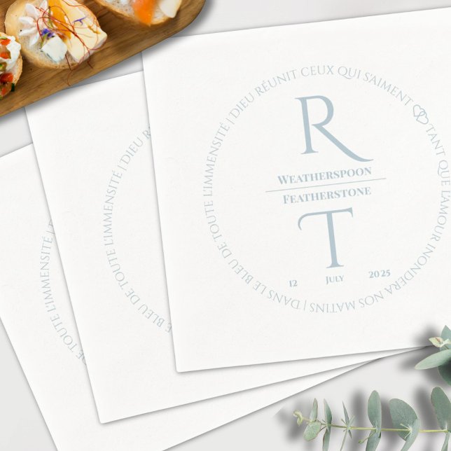 Elegant Simple White Grey Monogram Wedding Napkin (Creator Uploaded)