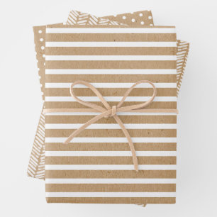 Elegant Simple White On Faux Rustic Brown Kraft Wrapping Paper Sheet