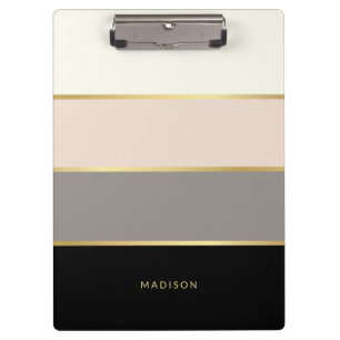 Elegant Simple Wide Stripes with Any Name Clipboard