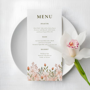 Elegant Simple Wildflower Menu
