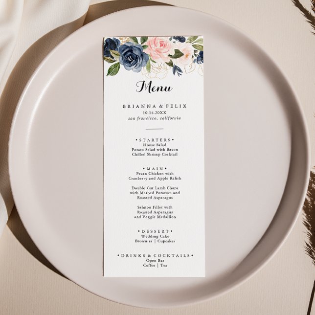 Elegant Simple Winter Floral Calligraphy Dinner Menu (Creator Uploaded)