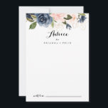 Elegant Simple Winter Floral Calligraphy Wedding Advice Card<br><div class="desc">This elegant simple winter floral calligraphy wedding advice card is perfect for a modern wedding. The design features beautiful hand-painted dark blue, blue, navy, pink , blush, gold flowers and green foliage, bunched into elegant bouquets. These cards are perfect for a wedding, bridal shower, baby shower, graduation party & more....</div>
