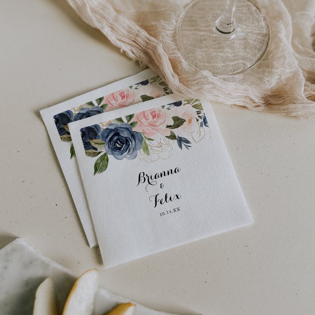 Elegant Simple Winter Floral Calligraphy Wedding Napkin (Creator Uploaded)