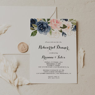 Elegant Simple Winter Floral Rehearsal Dinner Invitation