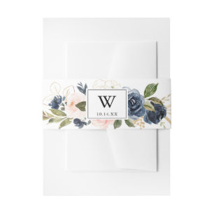 Elegant Simple Winter Floral Wedding Invitation Invitation Belly Band