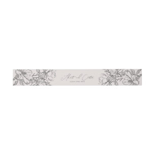 Elegant Simple With Line Art Flowers & Border Invitation Belly Band