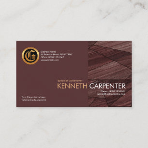 Elegant Simple Wood Timber Flooring Carpenter Business Card