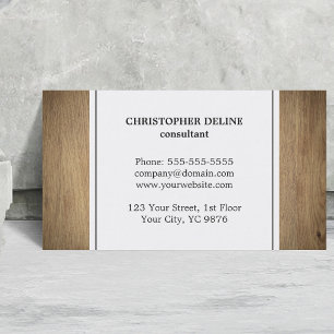 Elegant Simple Wooden White Consultant Business Card