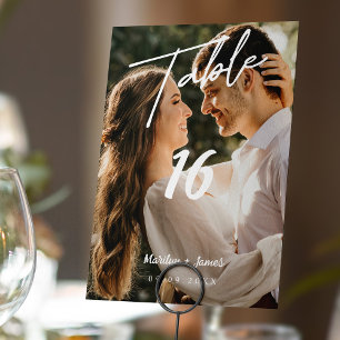 Elegant Simplicity: Modern Minimal Photo Wedding Table Number