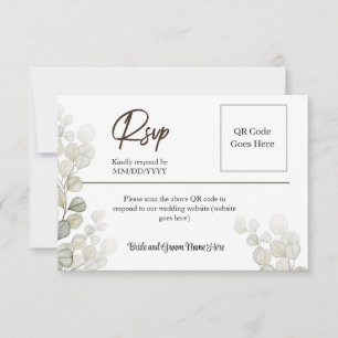 Elegant Simplistic Watercolor Eucalyptus RSVP  Card