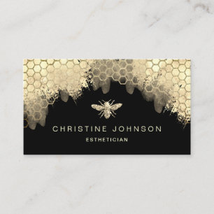 elegant simulated glitter bee logo business card