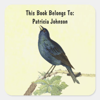 Elegant Singing Blackbird Caterpillar on Yellow Square Sticker