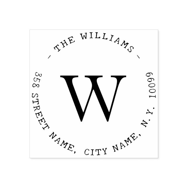 Elegant Single Family Name Rubber Stamp (Imprint)