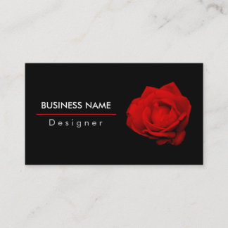 Elegant Single Red Rose Flower Black Red White Business Card