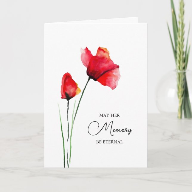 Elegant Single Stem Delicate Flowers Sympathy Card (Front)