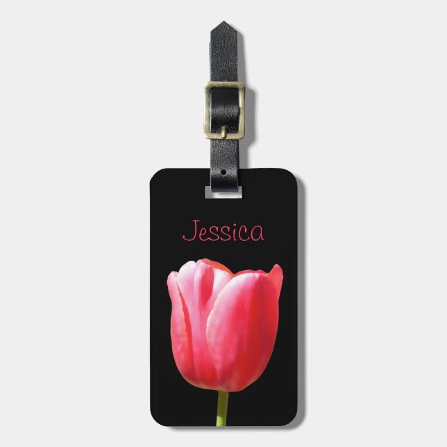 Elegant Single Stem Tulip Luggage Tag (Front Vertical)