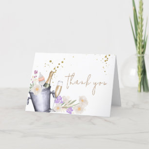 Elegant Sip & See Champagne Bottle Baby Shower Thank You Card