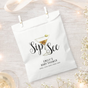 Elegant Sip & See Martini Cocktail Baby Shower  Favour Bags