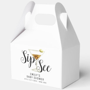 Elegant Sip & See Martini Cocktail Baby Shower  Favour Box
