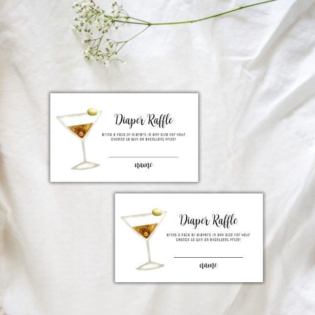 Elegant Sip See Martini Diaper Raffle Baby Shower  Enclosure Card (Elegant Sip See Martini Diaper Raffle Baby Shower Enclosure Card)