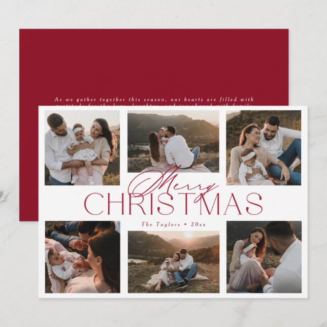 Elegant Six-Photo Christmas Card  (Front/Back)