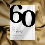 Elegant Sixty 60th Birthday Party Invitation<br><div class="desc">Classic black and white 60th birthday party invitations featuring the number '60' in a large bold serif font,  and a modern invite template that is easy to personalise.</div>