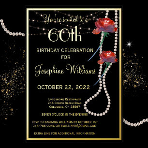 Elegant Sixty Birthday Black REAL Gold