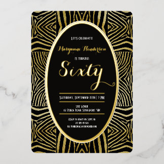 Elegant Sixty black Gold Zebra birthday
