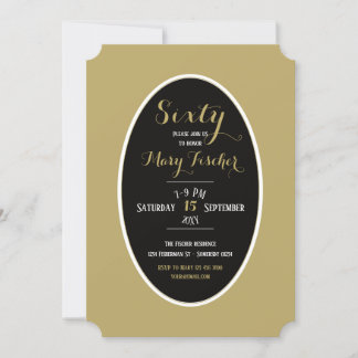 Elegant Sixty black Gold Zebra birthday invitation