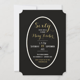 Elegant Sixty black Gold Zebra birthday invitation