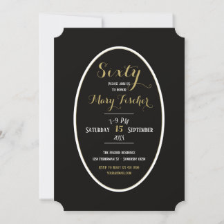 Elegant Sixty black Gold Zebra birthday invitation