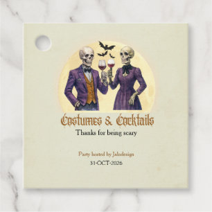 Elegant Skeleton Costume Cocktail Halloween Party Favour Tags