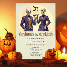 Elegant Skeleton Costume Cocktail Halloween Party