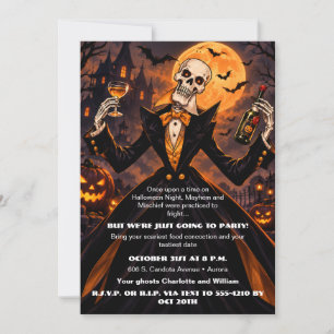 Elegant Skeleton Halloween Party Invitation