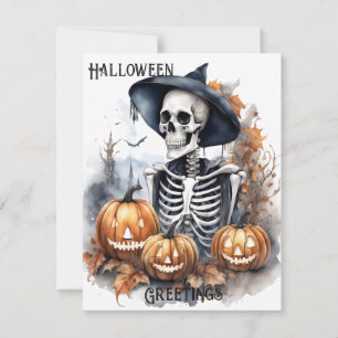 Elegant Skeleton Halloween Watercolor 