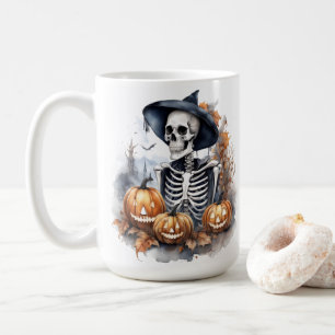 Elegant Skeleton Halloween Watercolor  Coffee Mug
