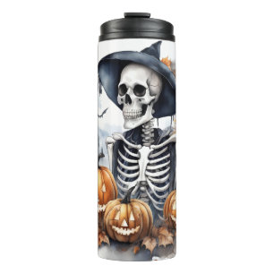 Elegant Skeleton Halloween Watercolor  Thermal Tumbler